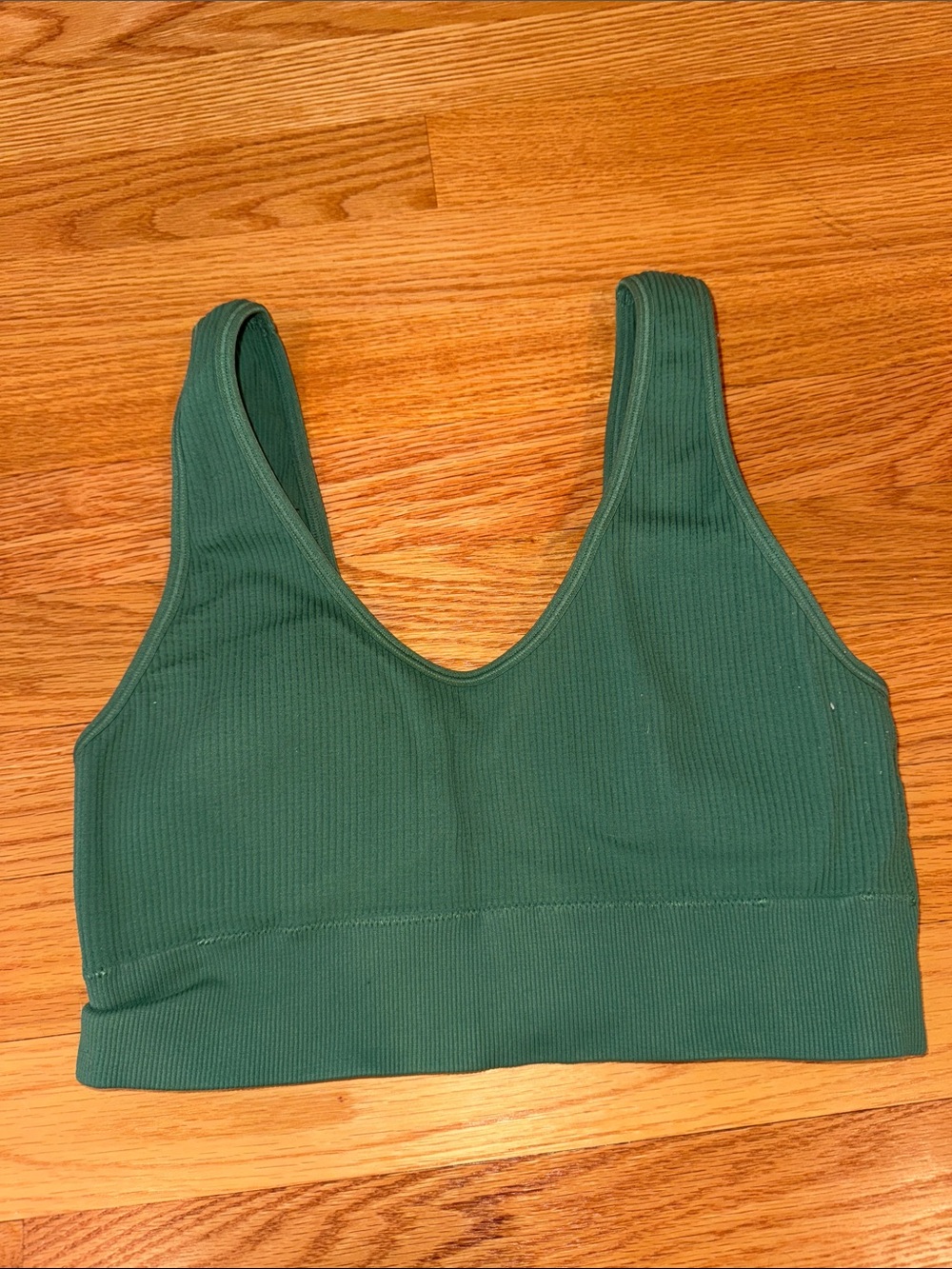 aerie Deep Green Ribbed Scoop Bralette